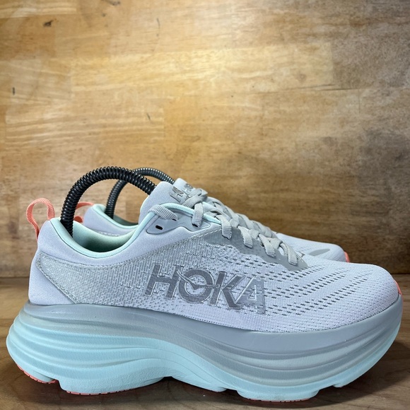 Hoka One One Shoes - Hoka One One Bondi 8 REFLECTIVE Womens Size 7 Running Shoes Sneakers Gray Silver